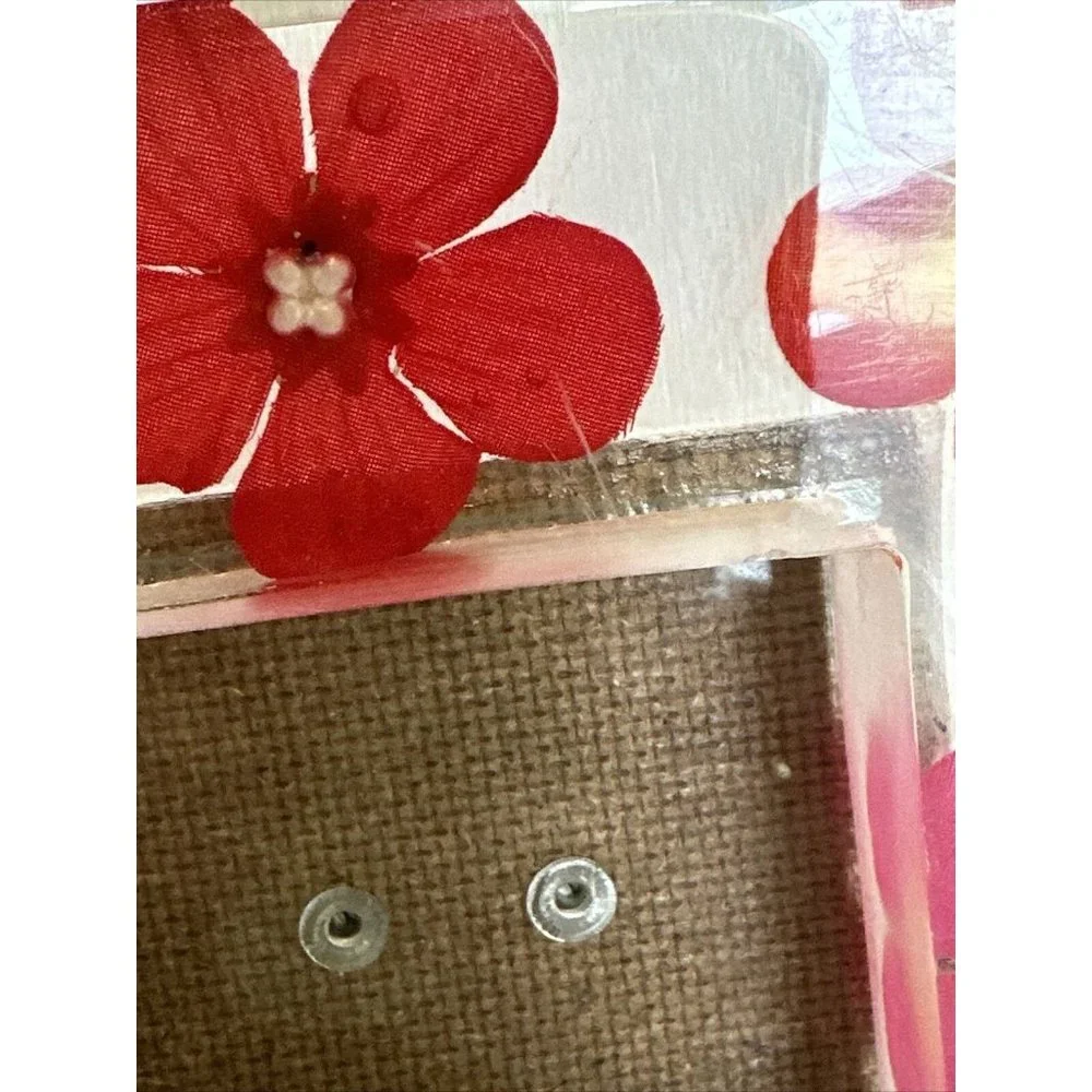 Acrylic Lucite Mod 3D Encased Pink Silk Flower Vtg 5.5